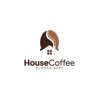 kaffe böna hus logotyp. vektor