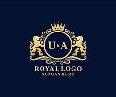 Anfangsbuchstabe Lion Royal Luxury Logo Vorlage in Vektorgrafiken für Restaurant, Lizenzgebühren, Boutique, Café, Hotel, Heraldik, Schmuck, Mode und andere Vektorillustrationen. vektor