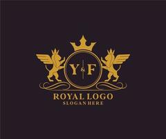 Initiale yf Brief Löwe königlich Luxus heraldisch, Wappen Logo Vorlage im Vektor Kunst zum Restaurant, Königtum, Boutique, Cafe, Hotel, heraldisch, Schmuck, Mode und andere Vektor Illustration.