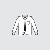 vektor illustrationer - vit krage formell trasa lång ärm med ficka och slips - platt ikon stil