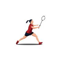 Vektor Abbildungen - - Frauen sind spielen Badminton Verteidigung mit Empfang Federball - - eben Karikatur Stil