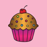 Illustration von Cupcake Dessert Vektor Süss Zeichnung