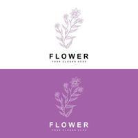 einfach botanisch Blatt und Blume Logo, Vektor natürlich Linie Stil, Dekoration Design, Banner, Flyer, Hochzeit Einladung, und Produkt branding