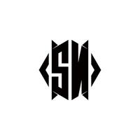 sn Logo Monogramm mit Schild gestalten Designs Vorlage vektor