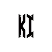 ki logotyp monogram med skydda form mönster mall vektor