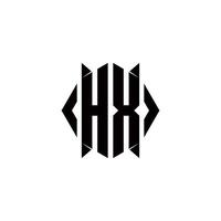 hx logotyp monogram med skydda form mönster mall vektor