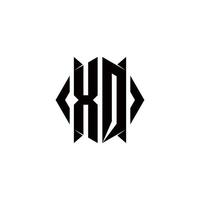 xq logotyp monogram med skydda form mönster mall vektor