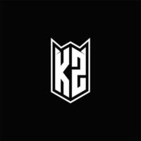 kz Logo Monogramm mit Schild gestalten Designs Vorlage vektor