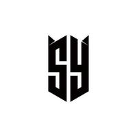 sy Logo Monogramm mit Schild gestalten Designs Vorlage vektor