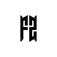 F Z logotyp monogram med skydda form mönster mall vektor