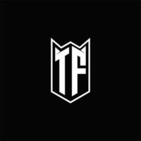 tf logotyp monogram med skydda form mönster mall vektor