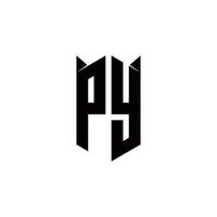 py logotyp monogram med skydda form mönster mall vektor