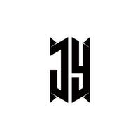jy Logo Monogramm mit Schild gestalten Designs Vorlage vektor