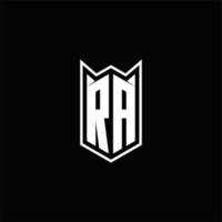 ra Logo Monogramm mit Schild gestalten Designs Vorlage vektor