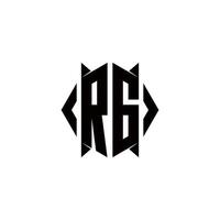 rg logotyp monogram med skydda form mönster mall vektor