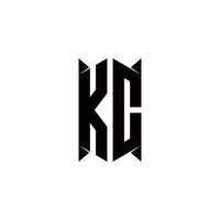 kc Logo Monogramm mit Schild gestalten Designs Vorlage vektor