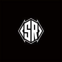 sr Logo Monogramm mit Schild gestalten Designs Vorlage vektor