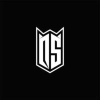 qs Logo Monogramm mit Schild gestalten Designs Vorlage vektor