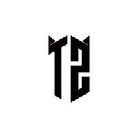 tz Logo Monogramm mit Schild gestalten Designs Vorlage vektor