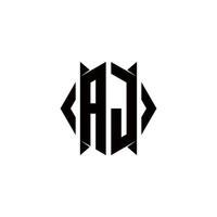 aj Logo Monogramm mit Schild gestalten Designs Vorlage vektor