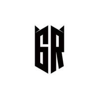GR Logo Monogramm mit Schild gestalten Designs Vorlage vektor