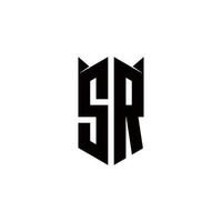 sr Logo Monogramm mit Schild gestalten Designs Vorlage vektor