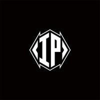 ip Logo Monogramm mit Schild gestalten Designs Vorlage vektor