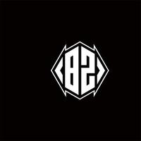 bz Logo Monogramm mit Schild gestalten Designs Vorlage vektor