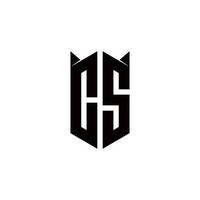 cs Logo Monogramm mit Schild gestalten Designs Vorlage vektor