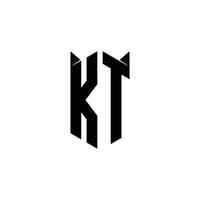 kt Logo Monogramm mit Schild gestalten Designs Vorlage vektor