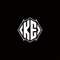 ke Logo Monogramm mit Schild gestalten Designs Vorlage vektor