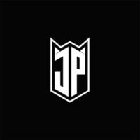 jp Logo Monogramm mit Schild gestalten Designs Vorlage vektor