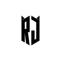 rj Logo Monogramm mit Schild gestalten Designs Vorlage vektor