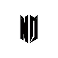 nq logotyp monogram med skydda form mönster mall vektor
