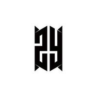 zy Logo Monogramm mit Schild gestalten Designs Vorlage vektor