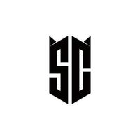 sc Logo Monogramm mit Schild gestalten Designs Vorlage vektor