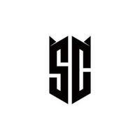 sc logotyp monogram med skydda form mönster mall vektor
