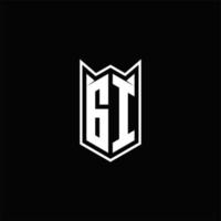 gi Logo Monogramm mit Schild gestalten Designs Vorlage vektor