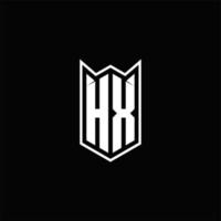 hx logotyp monogram med skydda form mönster mall vektor