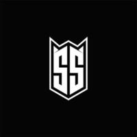 ss Logo Monogramm mit Schild gestalten Designs Vorlage vektor