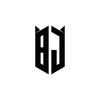 bj Logo Monogramm mit Schild gestalten Designs Vorlage vektor