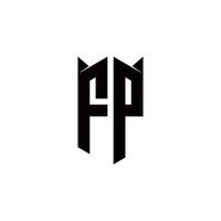 fp Logo Monogramm mit Schild gestalten Designs Vorlage vektor