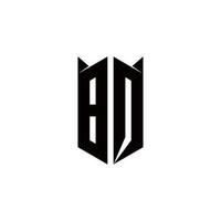 bq Logo Monogramm mit Schild gestalten Designs Vorlage vektor