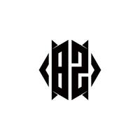 bz Logo Monogramm mit Schild gestalten Designs Vorlage vektor