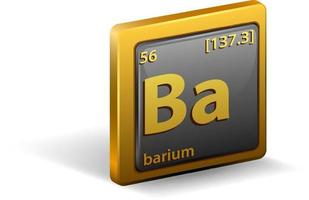 bariumkemiskt element. kemisk symbol med atomnummer och atommassa. vektor