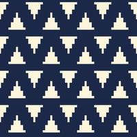 einfach aztekisch Stammes- Dreieck Muster. aztekisch geometrisch klein Dreieck gestalten nahtlos Muster Pixel Stil auf Blau Hintergrund. ethnisch geometrisch Muster verwenden zum Stoff, Zuhause Dekoration Elemente. vektor