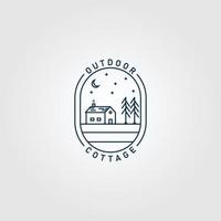 Hütte Linie Kunst Logo minimalistisch mit Emblem Vektor Illustration Design