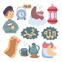 uppsättning samling ritad för hand av ramadan illustration vektor islamic Ramadhan design