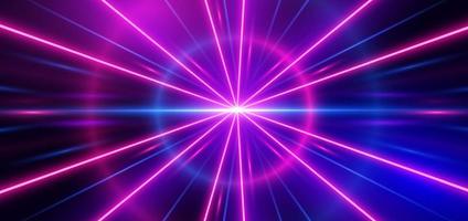 abstrakt teknologi trogen lysande neon blå och rosa ljus rader med hastighet rörelse gå vidare mörk blå bakgrund. vektor