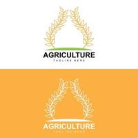 Reis Logo, Landwirtschaft Design, Vektor Weizen Reis Symbol Vorlage Illustration